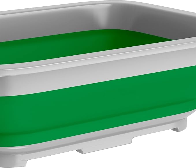 Wakeman Green 10L Collapsible Multiuse Wash Bin, 14.75” L x 10.75” W x 5” H