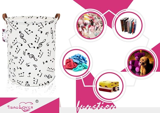 Kids Laundry Basket Kids Hamper Baby Laundry Hamper Toy Storage Bin for Boys Room Decor Nursery Hamper Gift Baskets for Bedroom Bathroom(Musical Note)