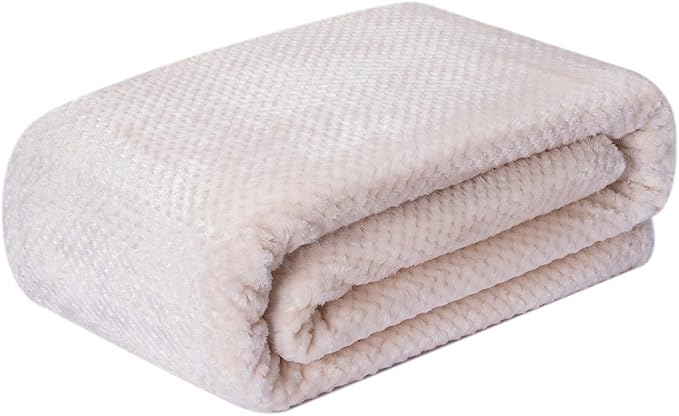 Fuzzy Throw Blanket, Plush Fleece Blankets for Adults, Toddler, Boys and Girls, Warm Soft Blankets and Throws for Bed, Couch, Sofa, Travel and Outdoor, Camping (Twin(60"x80"), XL1-Cream)