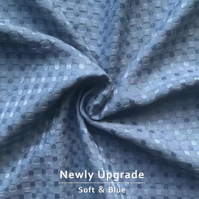 MIYE Pleated Waffle Weave Bed Skirt, Tailored Dust Ruffle 18 Inch Drop Easy Fit, Machine Washable (Blue, Full - 18" Drop)