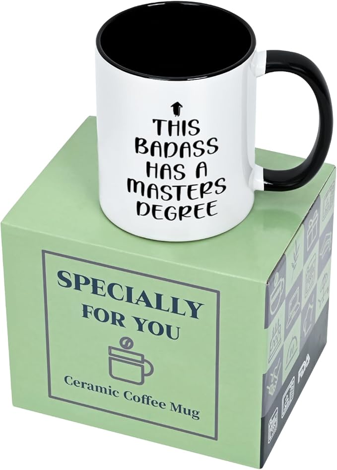 Maustic Graduation Gifts for Her Him, Masters Degree Graduation Gifts, This Badass Has a Masters Degree Coffee Mug, College Graduation Gifts for Daughter Son Friends, Funny Graduation Cups Mug, 11 Oz