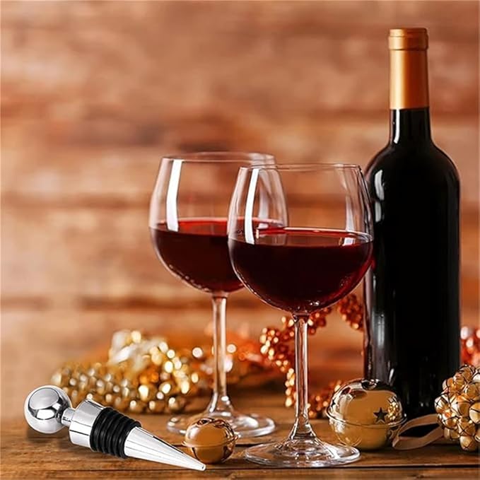 Wine Stopper Bottle Stopper - Wine Saver, Reusable Wine Corks For Beverage, 1-Pack Silicone Wine Stopper For Gifts, Bar, Holiday Party, Wedding, 3.54 inch, Silver