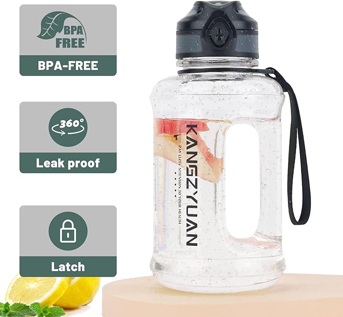 Mini Gallon Kids Water Bottle - 23oz, Small Durable for School, BPA-Free, Tritan, Leak-Proof, Wide-Mouth, Sports, & Outdoors - Designs for Boys & Girls (White)