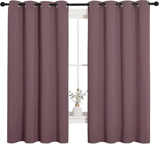 NICETOWN Bedroom Curtain Panels Blackout Draperies, Dry Rose, 1 Pair, 55 by 68-inch, Thermal Insulated Solid Grommet Blackout Curtains/Drapes