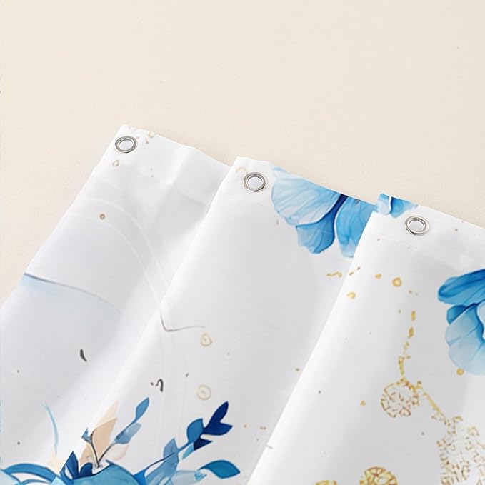 AILONEN Sugar Skull Blue Shower Curtain, Watercolor Floral Skull Octopus Printed Bath Curtain,Bathroom Waterproof Shower Curtain for Boys Girls 72" W x 84" H,with 12 Plastic Hooks