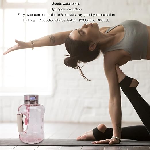 Hydrogen Water Bottle, Portable Leakproof Hydrogen Rich Water Generator, Rechargeable Sports Kettle for Family Fitness Office Travel Daily, 1.5L (Roseate)