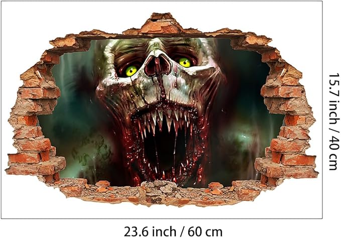 Halloween Wall Decor Horror Skull Halloween Wall Stickers Decor Halloween Self Adhesive Design Wall Decals for Home Office School Halloween Party Decorations Clearance Wall Glass Mirror Decorations