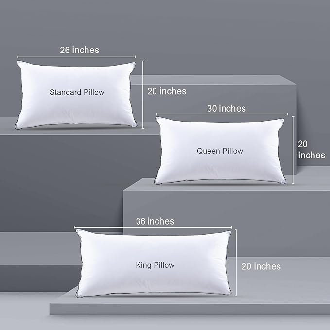 Hotel Feather Pillows King Size Set of 2, Hybrid Goose Down Pillow Composite with Mef tek™ Memory Foam, Firm Bed Pillows with Organic Cotton Cover (White,20"x36")