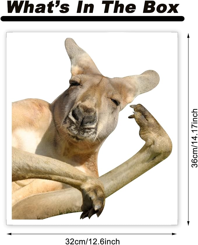 Vinyl Safari Animal Kangaroo Wall Decals Peel and Stick Funny Kangaroo Sticker Farmhouse Wall Decor Funny Weird Fun Gift for Friends Kids Room Sofa Wall Decor Cabinets Closet Sticker Truck Car Decor