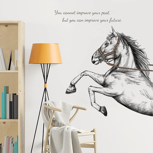 Inspirational Horse Wall Decals - Leaping & Standing Designs - 90x30cm Sheets, Perfect for Motivational Decor