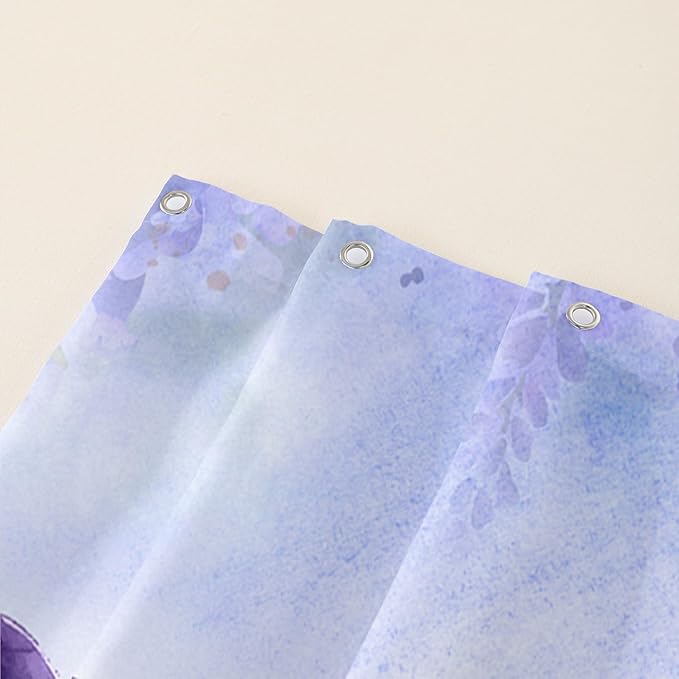 AILONEN Watercolor Dolphin Shower Curtain, Cute Dolphin Lavender Flower Bath Curtain,Modern Minimalist Purple Waterproof Fabric Shower Curtain Set with Hooks 72" W*78" H