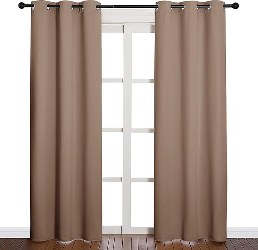 NICETOWN Window Treatment Thermal Insulated Solid Grommet Blackout Curtains/Drapes for Bedroom (1 Pair, 42 by 84 Inch, Cappuccino)
