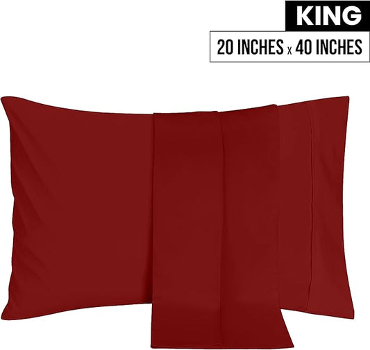 Utopia Bedding King Pillow Cases - 2 Pack - Envelope Closure - Soft Brushed Microfiber Fabric - Shrinkage and Fade Resistant Pillow Covers 20 X 40 Inches (King, Red)