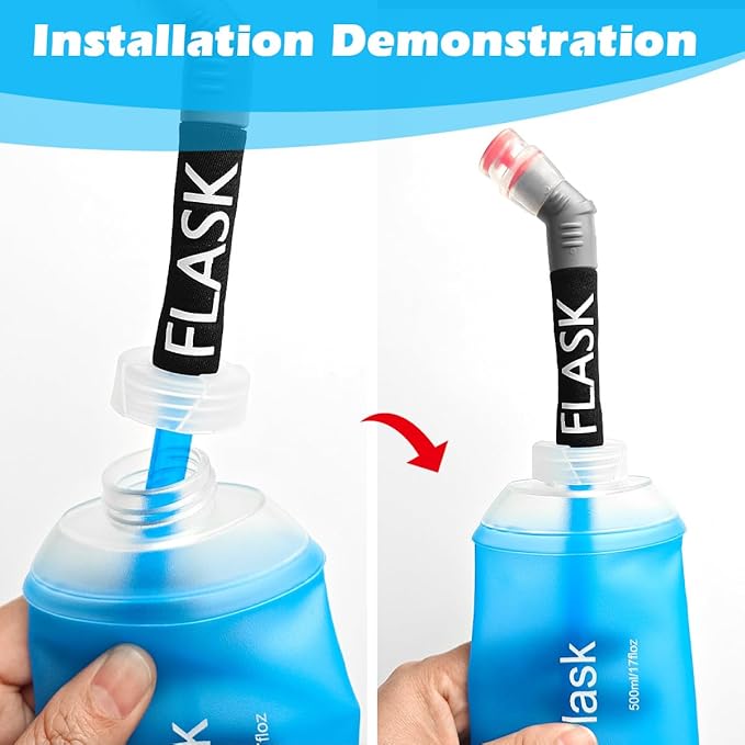 Replacement Straw for Soft Flask Running Water Bottles for Hiking Cycling (Grey)