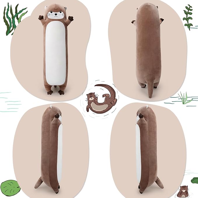 Large Otter Stuffed Animal,33.5” Long Otter Plush,Cute Plushies Animal Body Pillow,Kawaii Big Plush Toys Gifts,Animal Sleeping Hugging Pillow for Kids Adults Birthday