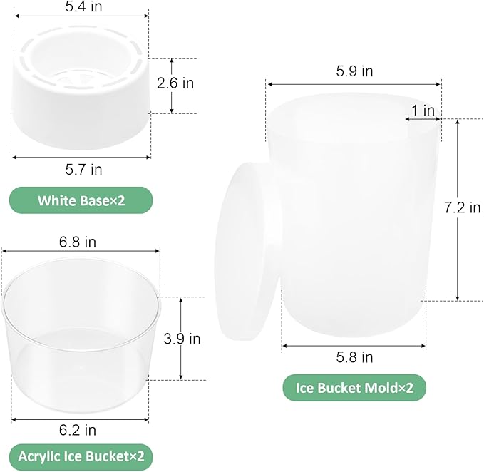 Wine Chiller Ice Mold, Acrylic DIY Ice Bucket Mold for Wine Champagne Whisky Beer Cocktail Beverage Cooling and Wedding Birthday Christmas Halloween Easter Party Any Theme or Holiday,2 Pack