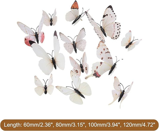 uxcell 120Pcs 3D Beautiful Butterfly Removable DIY Wall Stickers for Bedroom TV Background Decorations, White