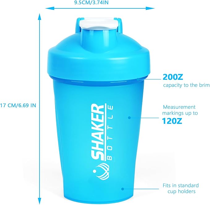 Shaker Bottle, 400ml Small Protein Shaker Cup with Mixing Ball for Smooth blending, Leak-Proof GYM Workout Water Bottles for protein& Smoothie Shake,Bpa Free (13oz / Blue)