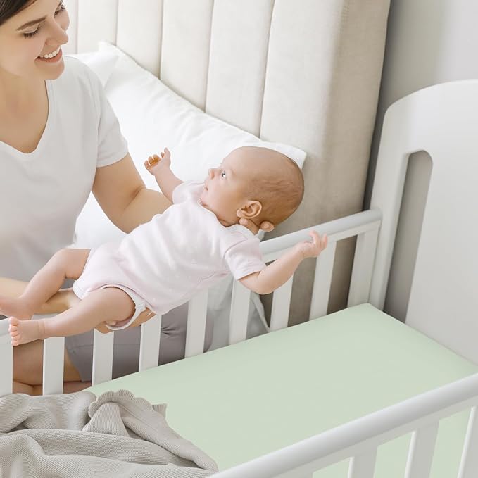2-Pack Mini Crib Sheets Fitted, Pack and Play Sheets - Organic Cotton Pack N Play Sheets for Pack and Play Mattress, Playard Baby Crib Sheets, Jersey Crib Sheets Neutral for Boys, Girls (Wildflowers)