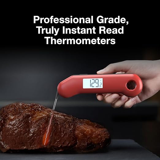 ProfessionaI Meat Thermometer Digital, 3X Faster 0.5 Sec Instant Read, NIST Certified Accurate to ±0.5°F, 100% Waterproof, Auto-Rotating Bright Display, Auto Wake/Sleep, NSF Certified