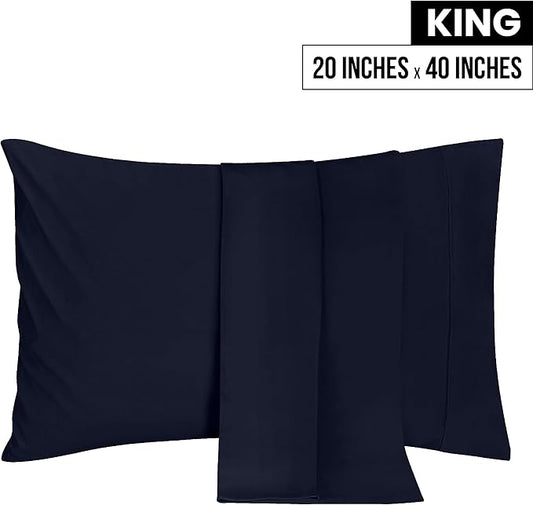 Utopia Bedding King Pillow Cases - 2 Pack - Envelope Closure - Soft Brushed Microfiber Fabric - Shrinkage and Fade Resistant Pillow Covers 20 X 40 Inches (King, Navy)