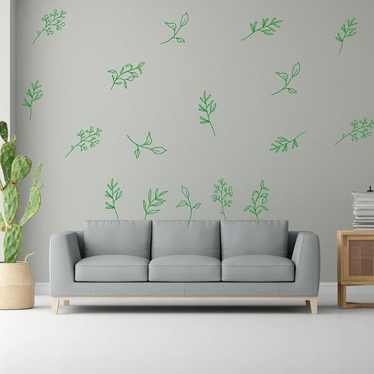 Botanical Leaves Wall Decals Flowing Leaves Modern Wall Decor Nursery Decor Leaf Wall Stickers Removable Vinyl Decals