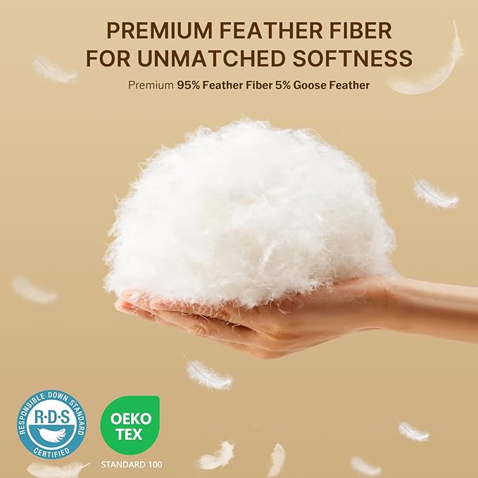 felo Feather Down Pillows King Size Set of 4, Goose Pillow for Sleeping, Luxury Hotel Collection Bed Pillow, Support Pillow for Side Back Pain Sleepers, 100% Organic Cotton (20" x 36")