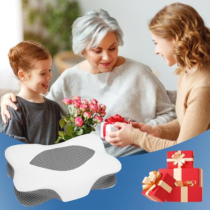 Anvo Cervical Pillow for Neck Pain Relief - Neck Pillows for Pain Relief Sleeping - Cervical Memory Foam Pillows for Neck Pain - Ergonomic Pillow for Side Back Stomach Sleeper-Grey Queen Firm