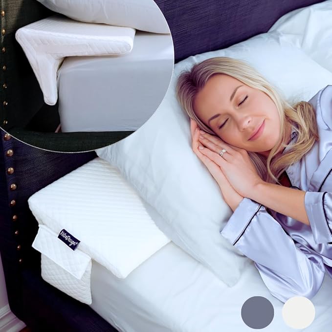 Bed Wedge Pillow for headboard Mattress Gap DuoWedge lux. (Grey, Double 54") The Perfect Filler for Gaps up to 7"