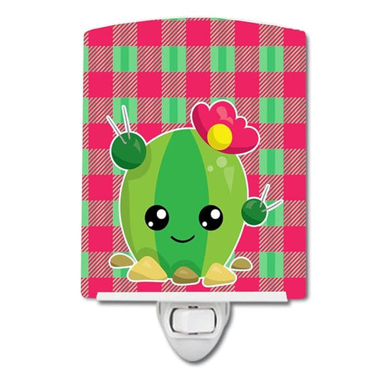 Caroline's Treasures BB6849CNL Cactus Peace Out Ceramic Night Light Compact, UL-Certified, Ideal for Bedroom, Bathroom, Nursery, Hallway, Kitchen, 6x4x3, Multicolor