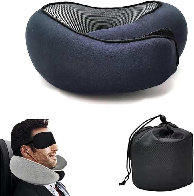 Travel Pillows for Airplanes,2024 New Travel Pillow,Travel Neck Pillow Neck Pillow Airplane Memory Foam Travel Pillow Neck Pillow for Traveling Suitable for Airplanes,Offices and Cars(Dark Blue)