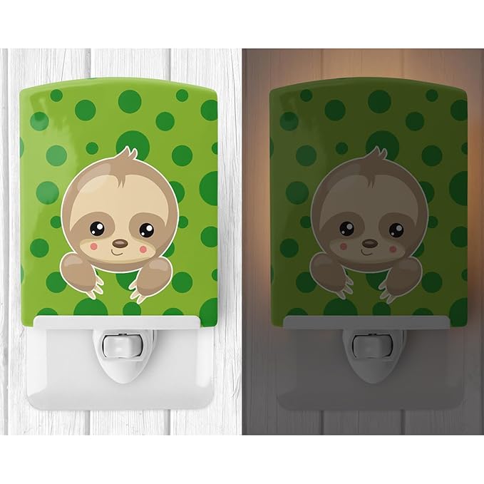 Caroline's Treasures BB9035CNL Sloth Paws Ceramic Night Light Compact, UL-Certified, Ideal for Bedroom, Bathroom, Nursery, Hallway, Kitchen, 6x4x3, Multicolor