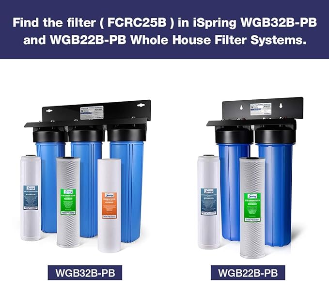 iSpring FCRC25B High Capacity 20” x 4.5” Water Filter Replacement Cartridge Lead Reducing,, White, 1 Count (Pack of 1)