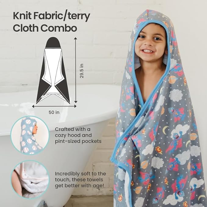 Copper Pearl Hooded Bath Towels Premium Knit/Terry Cloth Toddler Towels with Hood, Pockets, and Cool Designs - Great to Gift and Make Bath Time Fun - Big Kids Hooded Towel, Alta