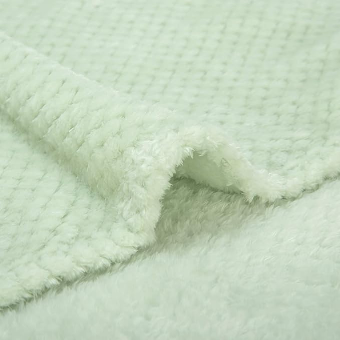 Fuzzy Throw Blanket, Plush Fleece Blankets for adults, Toddler, boys and Girls, Warm Soft Blankets and Throws for Bed, Couch, Sofa, Travel and Outdoor, Camping (Twin(60"x80"), XL1-Pastel Green)