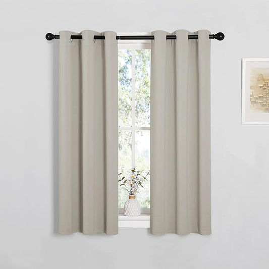 NICETOWN Room Darkening Curtain Panels for Living Room, Thermal Insulated Grommet Room Darkening Draperies/Drapes for Window (Natural, 2 Panels, W29 x L45 -Inch)
