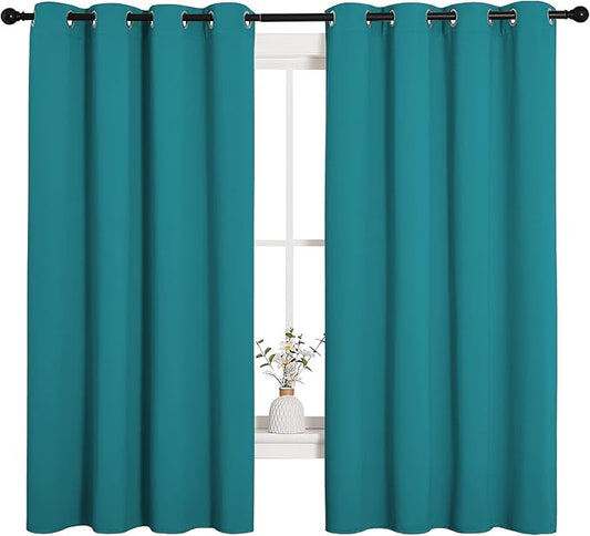 NICETOWN Room Darkening Curtains 68 inch Length 2 Panels, Thermal Insulated Grommet Blackout Curtains for Modern Casual Elegant Bedroom Kids Room Theme Decoration (Peacock Teal, 2 Pieces, W55)