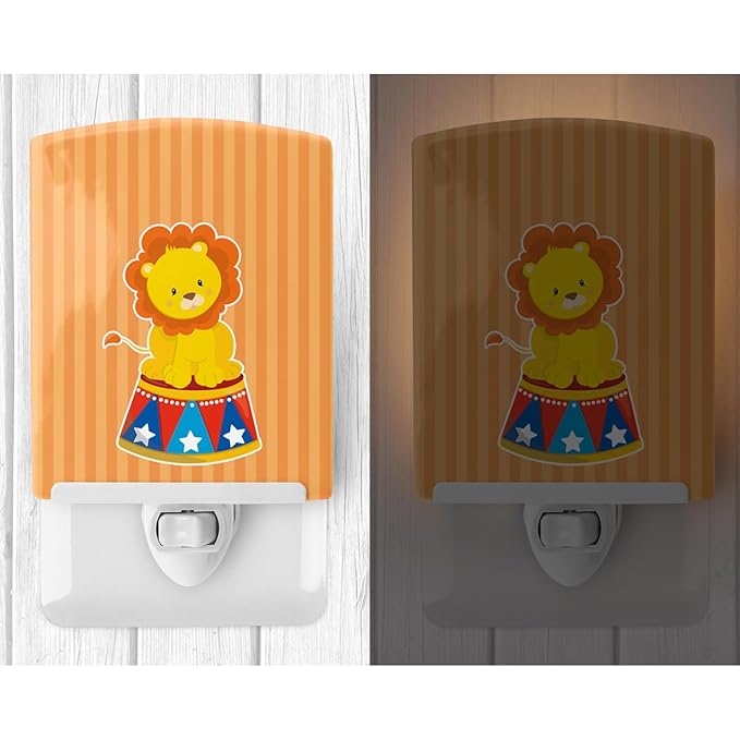Caroline's Treasures BB8700CNL Circus Lion Ceramic Night Light Compact, UL-Certified, Ideal for Bedroom, Bathroom, Nursery, Hallway, Kitchen, 6x4x3, Multicolor