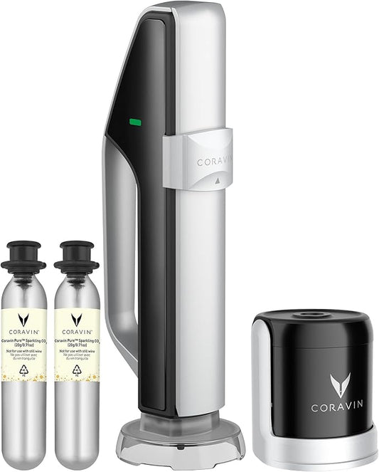 Coravin Sparkling Wine Preservation System - Preserve Wine for 4 Weeks - Wine Saver for Sparkling Wine - With Pure Sparkling CO2 Gas Capsules - For Champagne and Other Sparkling Wines