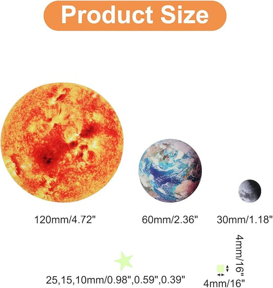 uxcell 1 Set Glow in The Dark Solar System Stickers, Glow Star and Square Wall Decals Glowing Decal Decoration for Ceiling and Wall