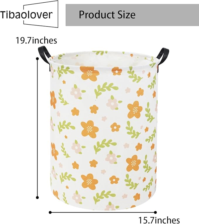 Flower Kids Laundry Basket Baby Hamper Toy Storage Bin for Boys Room Decor Baby Nursery Hamper Gift Baskets for Bedroom Bathroom(Yellow Flower)