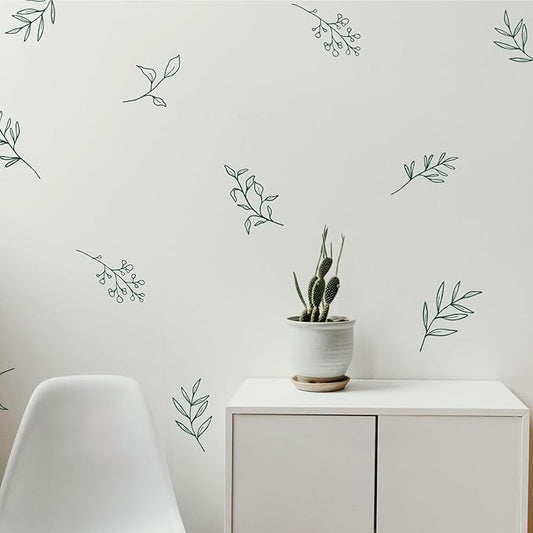 Botanical Leaves Wall Decals Flowing Leaves Modern Wall Decor Nursery Decor Leaf Wall Stickers Removable Vinyl Decals