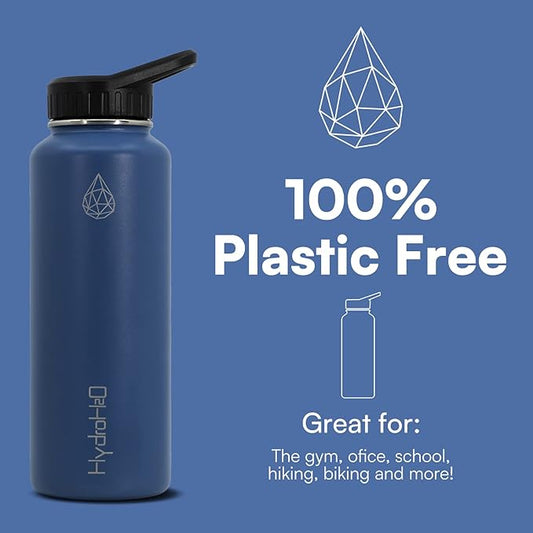 37 oz Insulated Water Bottles with Twist Cap,Stainless Steel Water Bottle, Leak Proof Metal Water Bottle, Resuable Thermos BPA Free Flask, Dark Blue