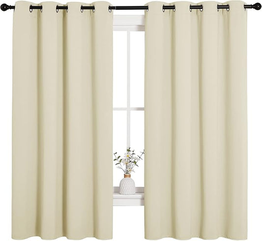 NICETOWN Room Darkening Curtain Panels for Cafe, Thermal Insulated Grommet Room Darkening Draperies/Drapes for Window (Beige, 2 Panels, W55 x L68 -inch)