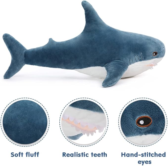 MorisMos Giant Stuffed Animal Shark Plush, Shark Stuffed Animal Large, Soft Shark Pillow Stuffed Toy for Kids, 32in