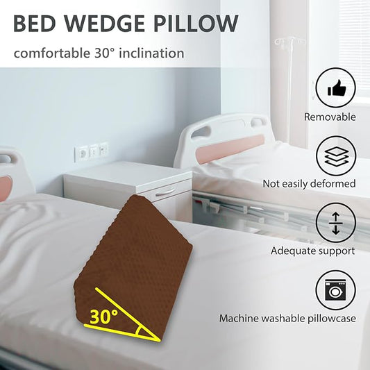 Wedge Pillow for Side Sleeping, Body Positioning Foam Wedge Pillow, Side Wedge Pillow for Sleeping Non-Slip Back Positioning Pillow for Bed Sore Wedge (Brown)