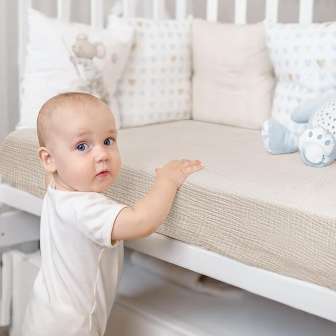 Lulu moon Muslin Crib Sheet Fitted Crib Mattress Sheet for Boys and Girls, 28"x 52"