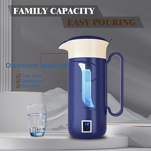 Hydrogen Water Bottle Alkaline Water Generator Hydrogen Water Ionizor Maker Machine Pitcher Ionizer with SPE & PEM Tech 1500ml/50floz