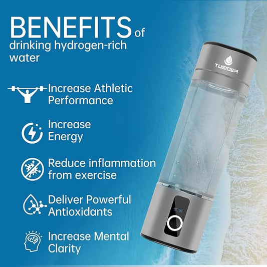 Hydrogen Water Bottle-2024 Advanced 6000ppb Hydrogen Ionized Alkaline Water Generator,Chlorine-Free,SPE/pem Technology,Dupont Membrane,Enhances Metabolism & Immunity. Perfect Health Gift