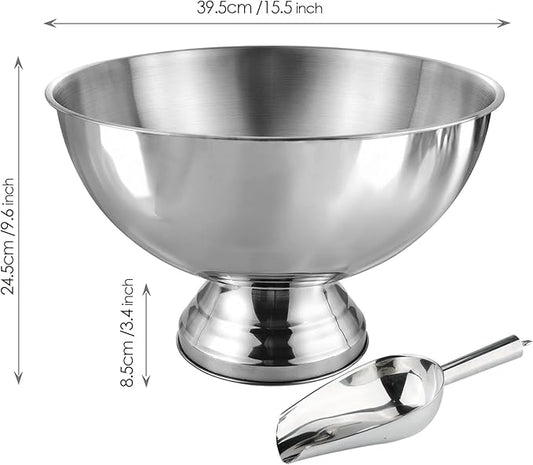 Winsterch 18/8 Stainless Steel Ice Bucket for Parties,Beverage Tub Party Bucket with Scoop,Banquet Champagne Ice Bucket Big Ice Bucket for Parties,Drink Chiller for Parties, Round,12QT (3 Gallon)